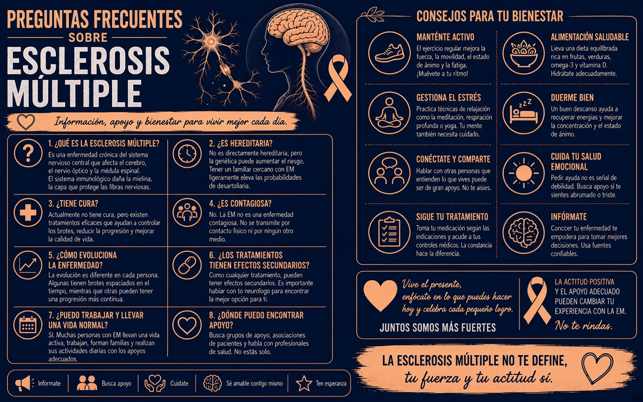 Infografía sobre Preguntas Frecuentes sobre Esclerosis Múltiple