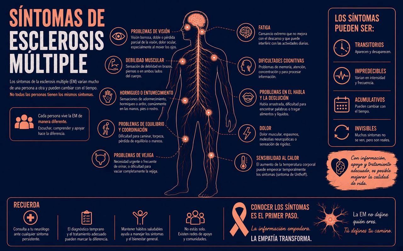 Infografía sobre Síntomas de Esclerosis Múltiple