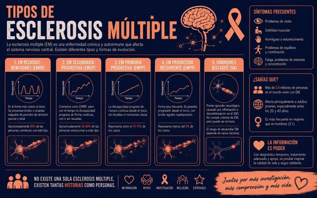 Infografía sobre Tipos de Esclerosis Múltiple