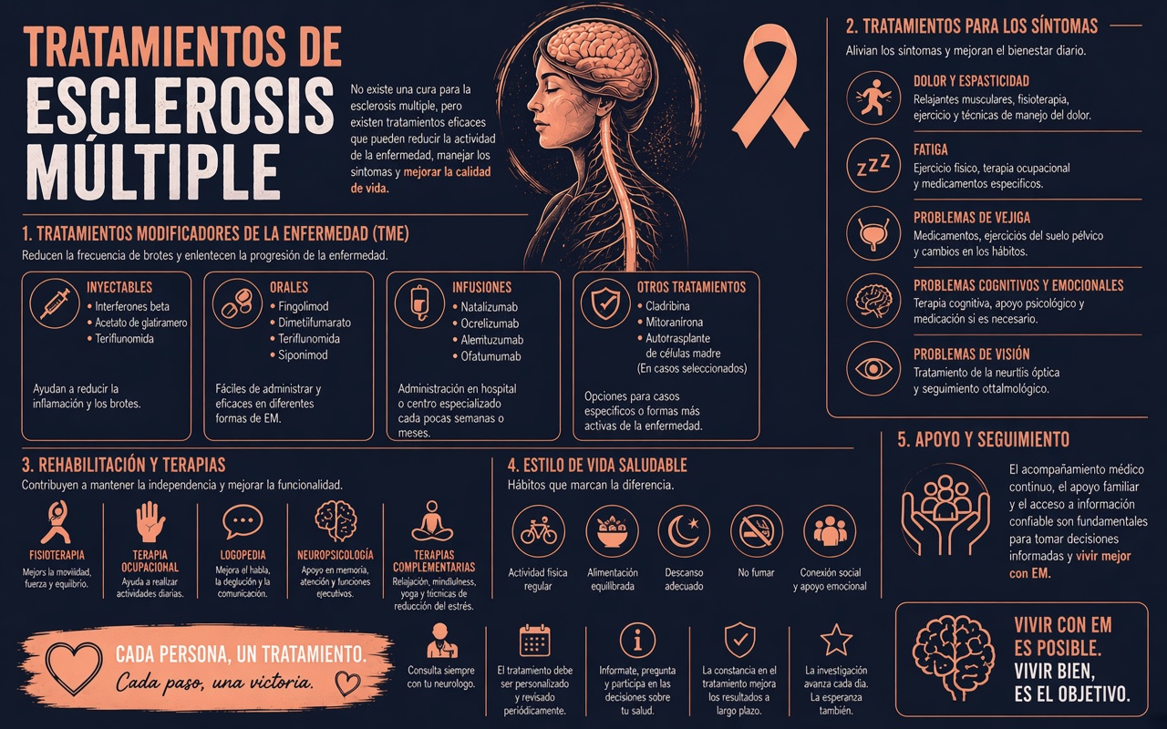 Infografía sobre Tratamientos de Esclerosis Múltiple
